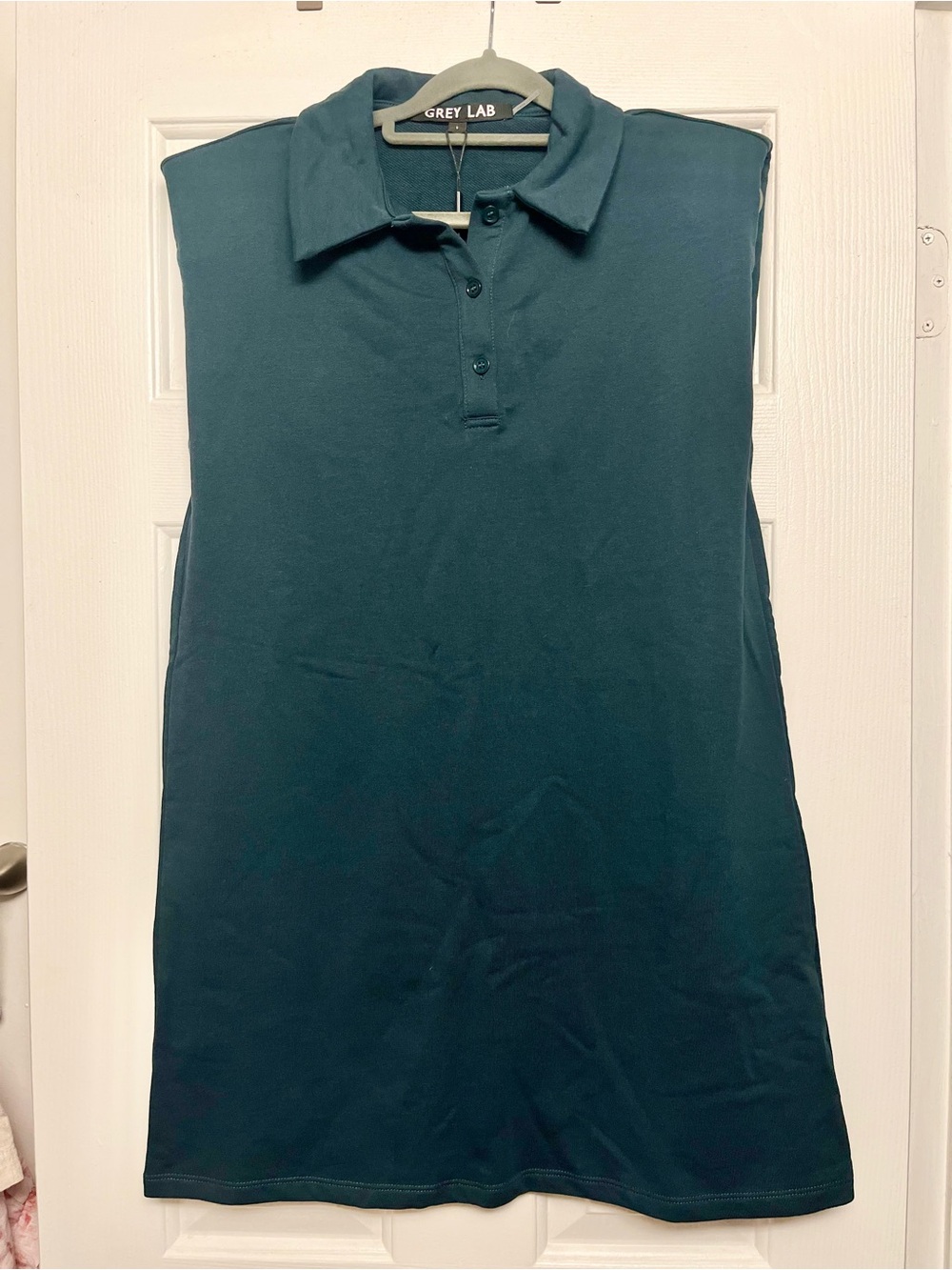 GREY LAB Black Polo Shift Midi Dress
